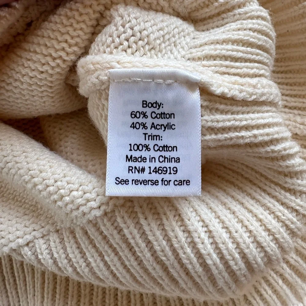 LC Lauren Conrad Ivory Short Sleeve Pointelle Sweater Top Size Medium Ruffle - Picture 8 of 8